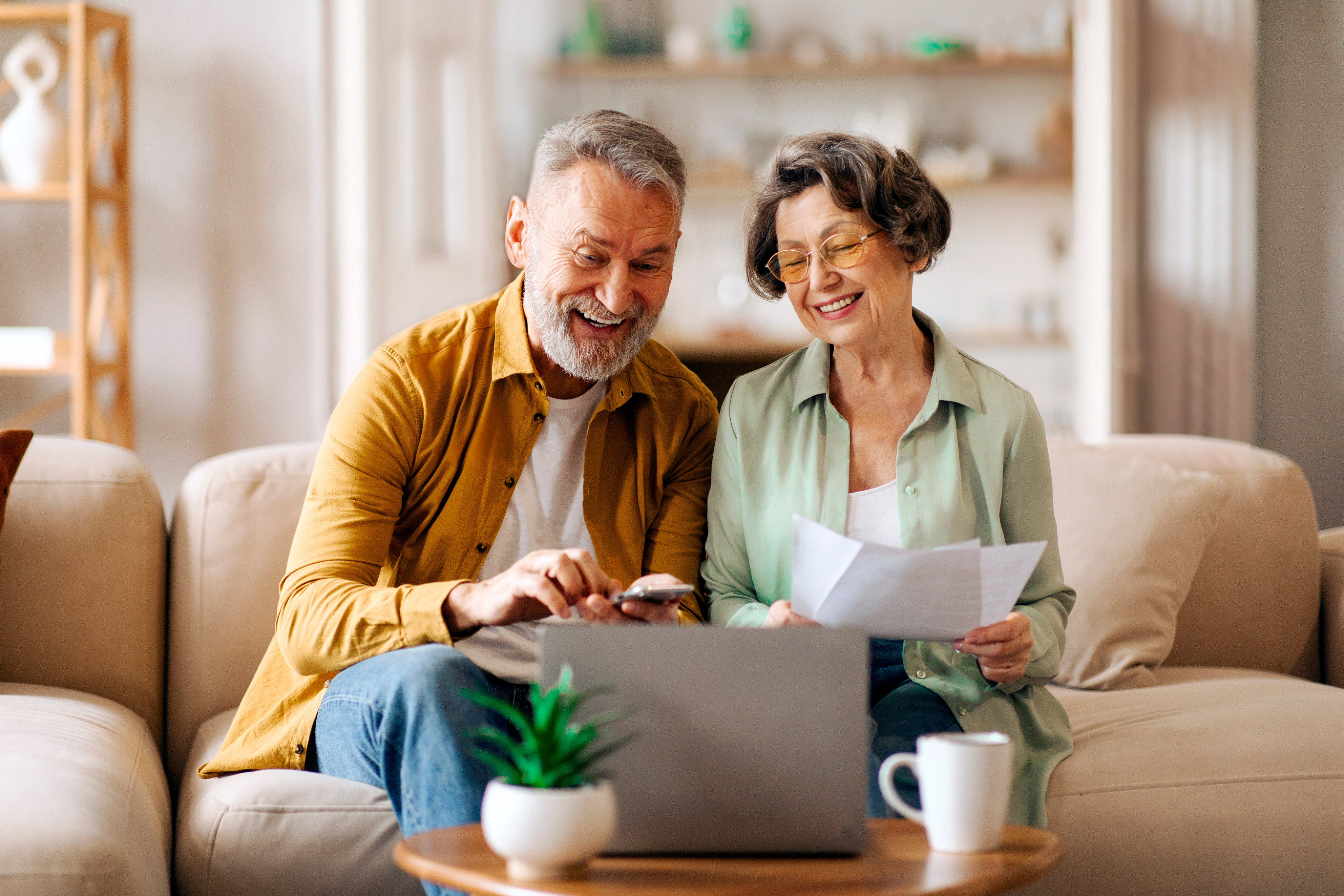 Couple reviewing financial documents